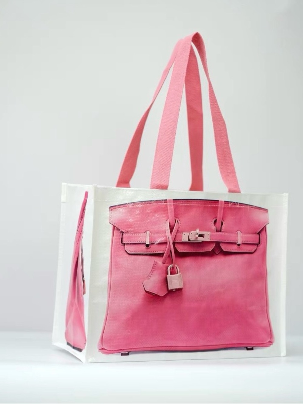 Not So Birken Pink Tote Bag with Decorative Satchel Front